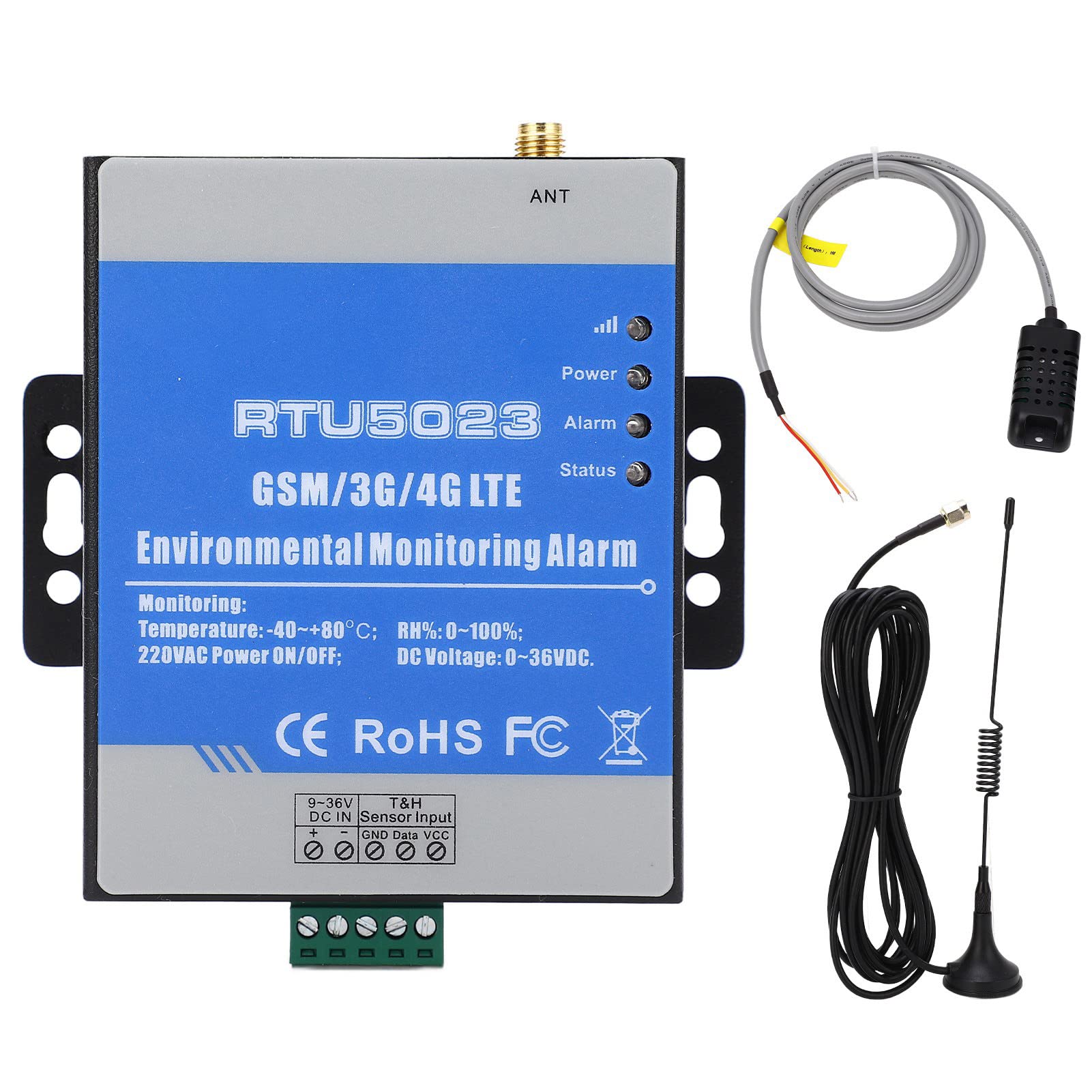 RTU5023 Alarma de Temperatura y Humedad GSM 3G 4G Alerta de SMS Inalámbrica Alarma de Falla de Corte de Energía Monitor Ambiental AC 100‑240V