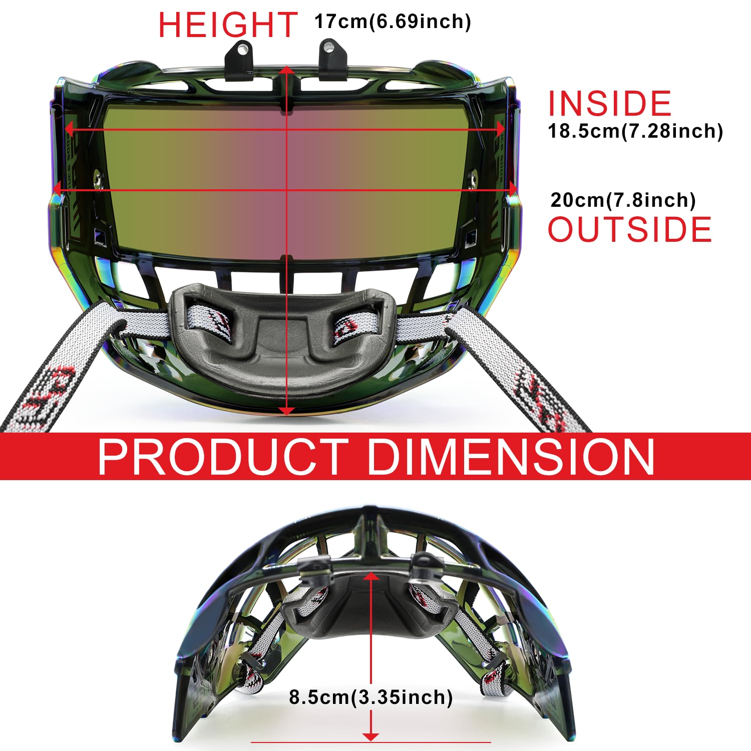 GY Visera de hockey de protección completa para casco de hockey sobre hielo, visera de protección completa para jóvenes, antiarañazos y antivaho