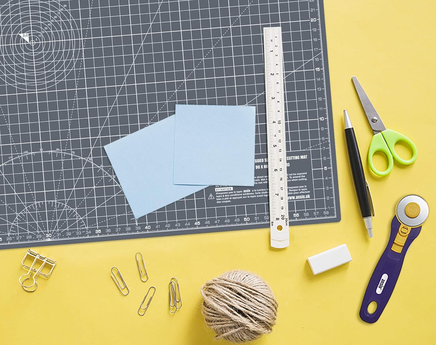ANSIO Cutting Mat, Self Healing Cutting Mat, Hobby Cutting Mat, Sewing Cutting Mat, Double Sided 5 Layers Eco Friendly Cutting Mat Imperial/Metric 22.5 Inch x 17 Inch/(59 cm x 44 cm) A2 - Grey/Brown