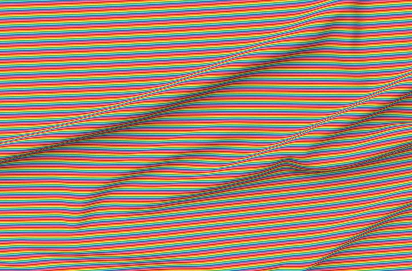 Spoonflower Fabric - Tiny Rainbow Stripes Horizontal Colorful Stripe Striped Extra Small Printed on Minky Fabric by The Yard - Sewing Baby Blankets Quilt Backing Plush