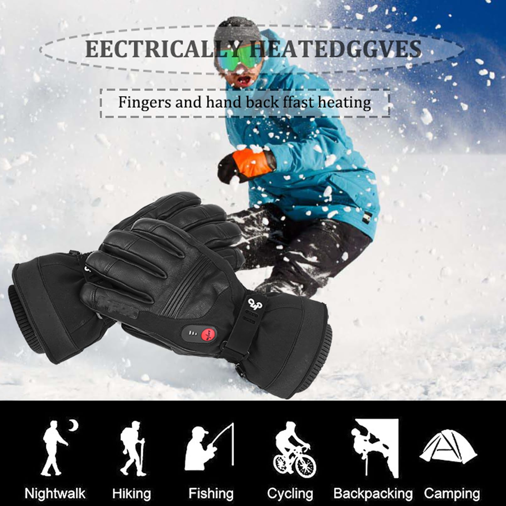 Guanti riscaldanti Invernali per Uomo Donna Moto Guanti riscaldati, Batteria Ricaricabile 2200MAH Guanti da Sci Impermeabile, per Lo Skateboard Caccia Neve Escursionismo Campeggio