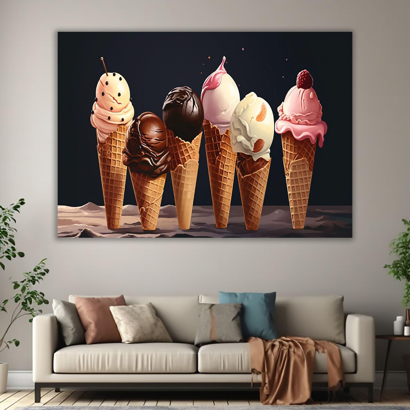 WIKEO Abstrakcyjny Obraz Lody Abstrakcyjny Obraz Estetyczne Salon Dekoracyjny Nowoczesny Malarstwo Dekoracyjne Płótna Zdjęcia Salon Jadalnia Biuro(Korona 40x60cm Oprawione