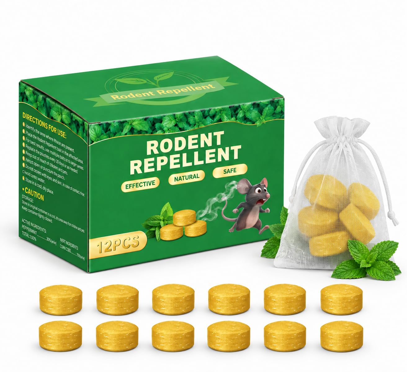 Placeroom Peppermint Rodent & Pest Repellent Balls, Yellow, 12 Packs