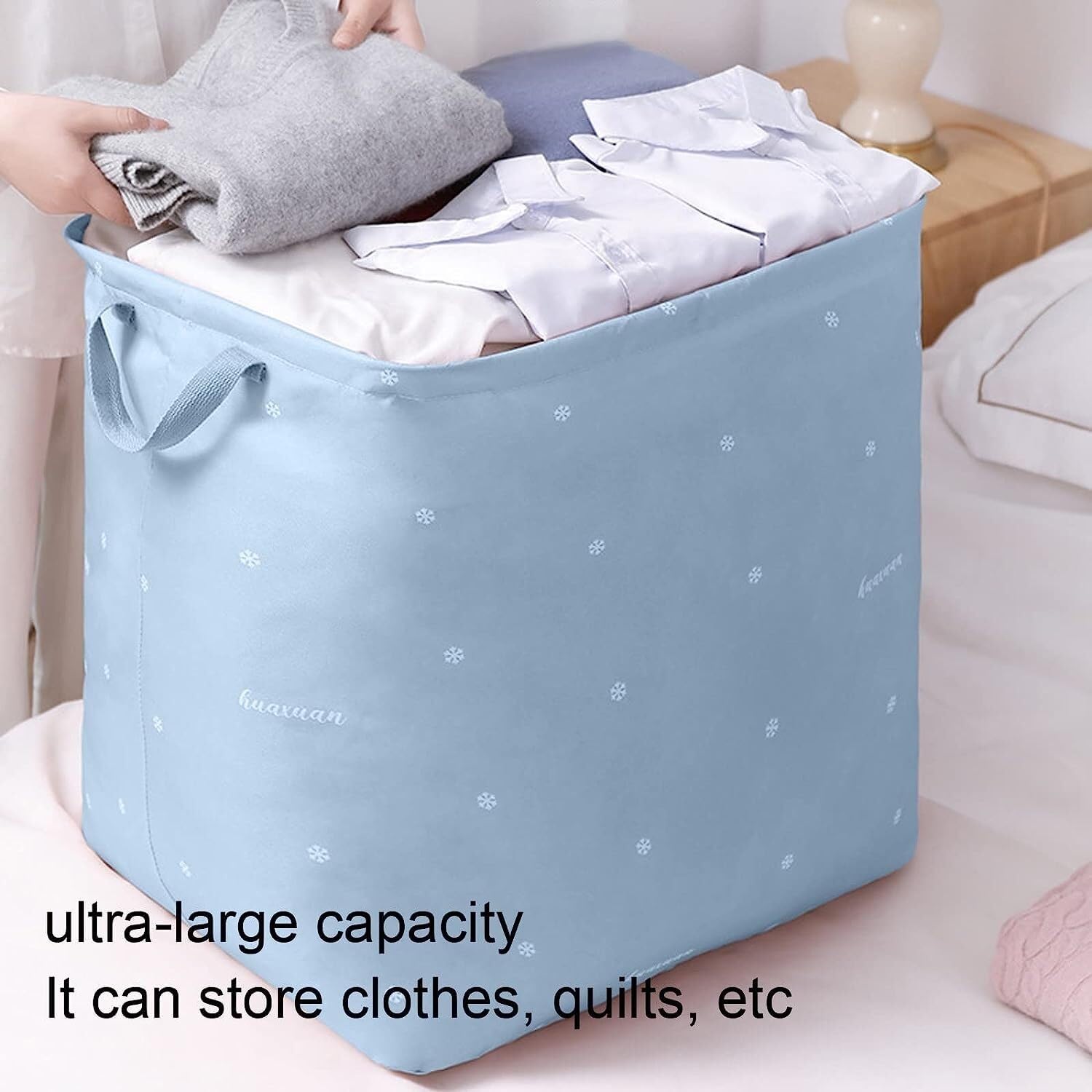 Bolsas Almacenaje Ropa Bolsa De Almacenamiento De Edredón con Asa Reforzada Armario con Cordón Impermeable Organizador Armario para Edredones(G,43 * 33 * 50cm)