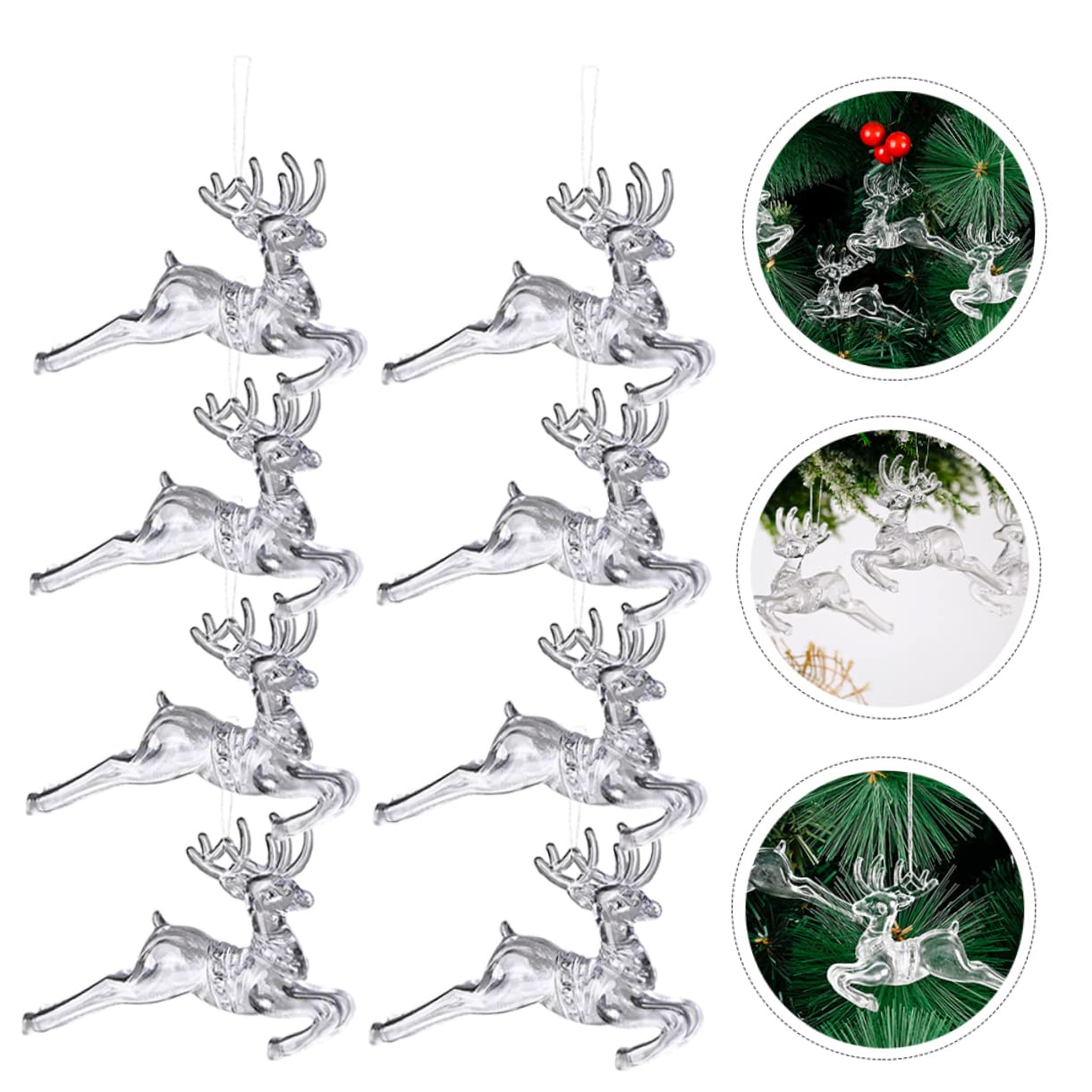 TOPBATHY 32 Piezas Colgante Navideño Volador De Nieve Acrílico Colgante De Navidad Decoración Navideña Adorno Colgante De Alce Adornos De Renos para Arbol De Navidad Claro Árbol