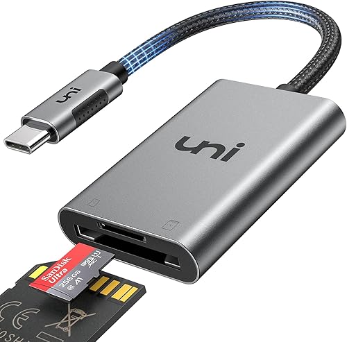 uni Lector de tarjetas SD USB C, adaptador de tarjeta micro SD resistente (nailon duradero, sin bloqueo), lector de tarjetas de memoria USB tipo C