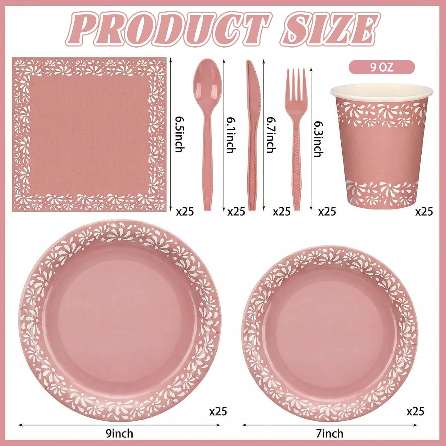 Havawish 177 Pcs Cielito Lindo Party Decoration Platos De Barro Mexicanos Fiesta Tableware Set Mexicanos Talavera Plates Cups Napkins Tablecloths Baby Shower(Pink,White Flower)