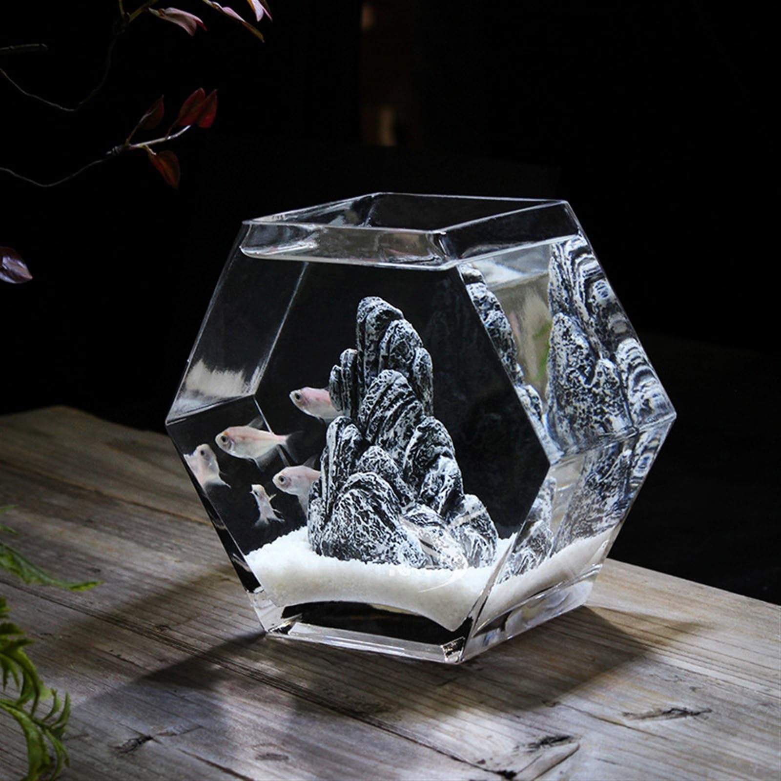 Acquario per Pesci Acquario in Vetro Acquario Trasparente Addensato Acquario Decorativo da Tavolo Acquario Creativo Vaso in Vetro for Pesci Rossi Acquari(25x12.5x22.5cm)