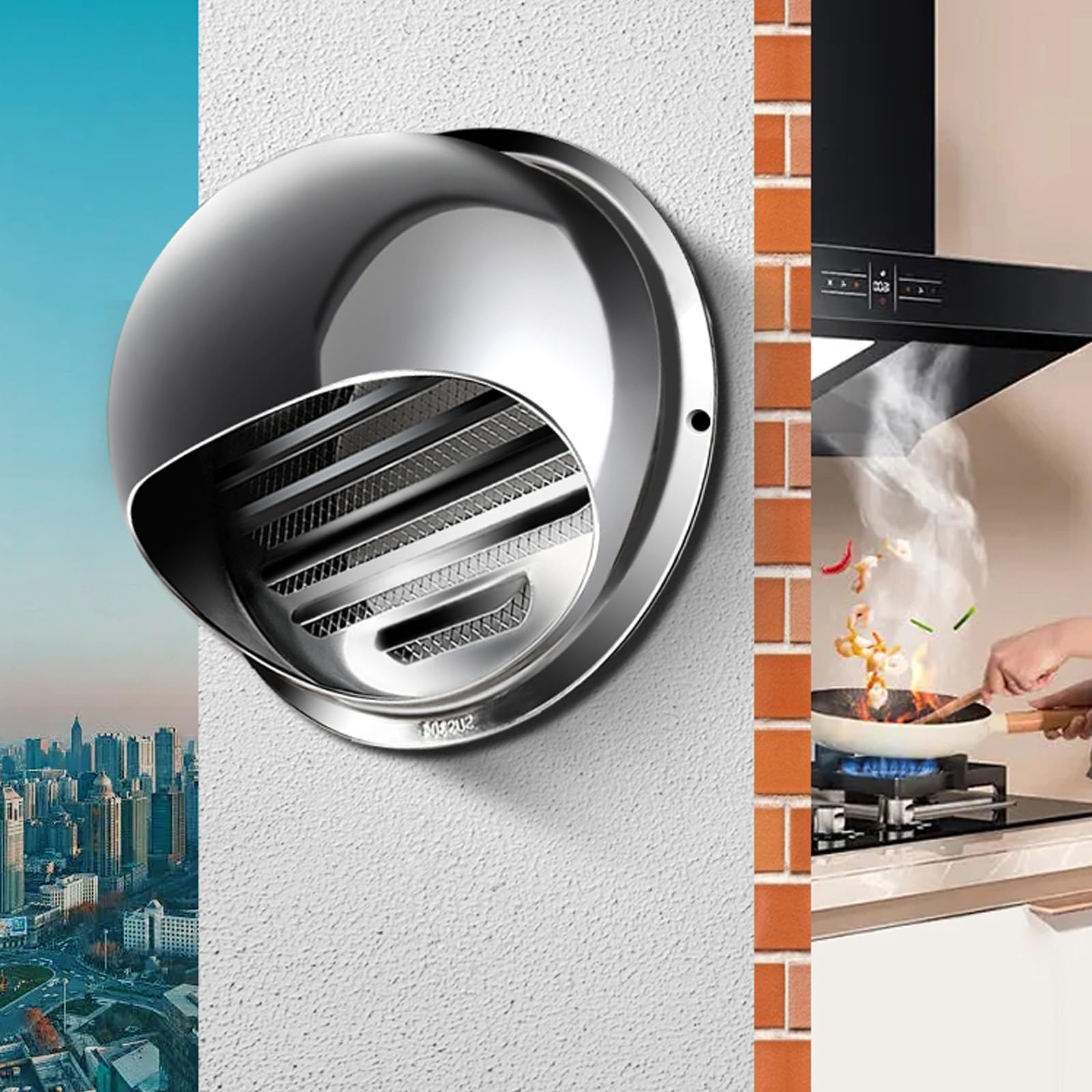 Cappa di ventilazione rotonda in acciaio inossidabile 304