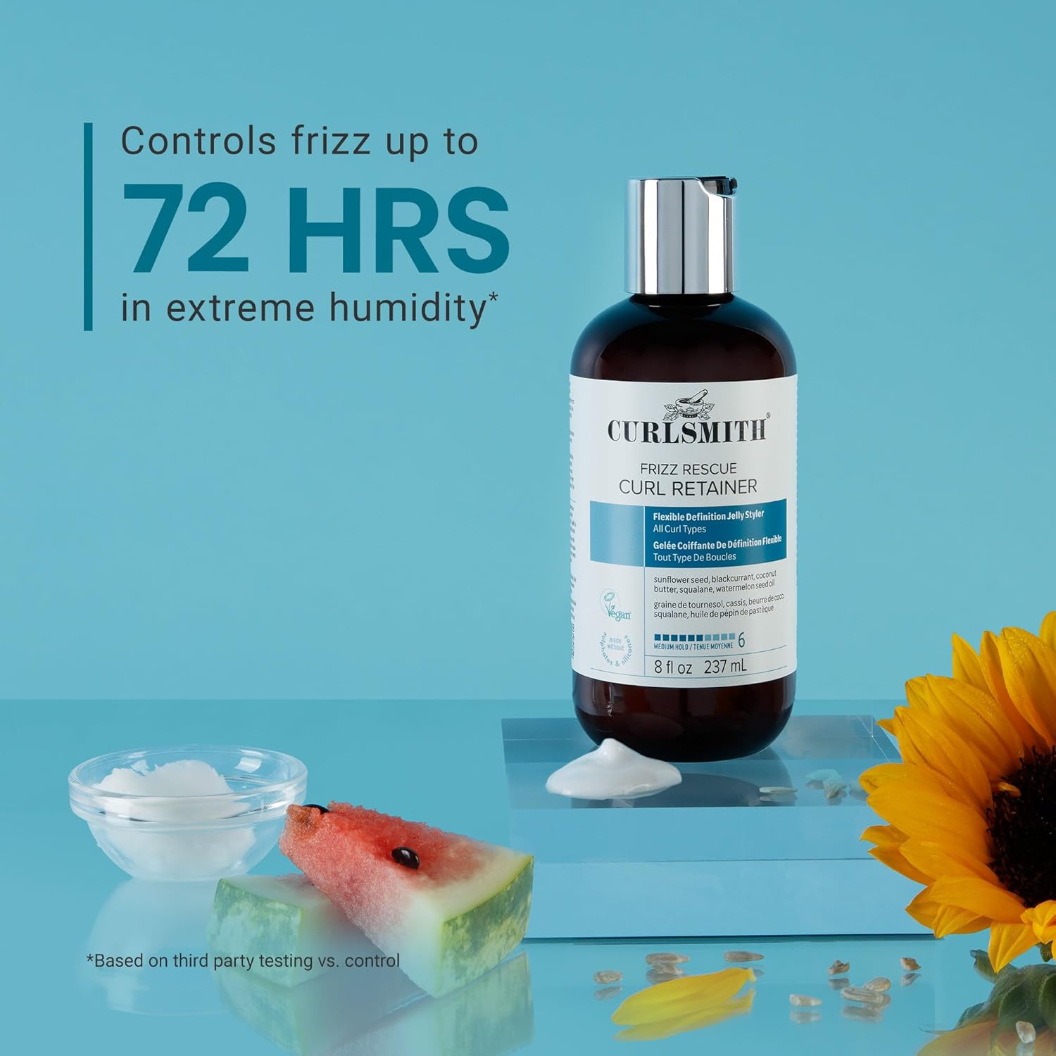 CURLSMITH Frizz Rescue Curl Retainer - Medium Hold Gel For Curls, Frizz Control, Jelly Styler, For All Curl Types, Best for Frizzy Hair, Vegan & Cruelty Free (8 oz) - Image 5