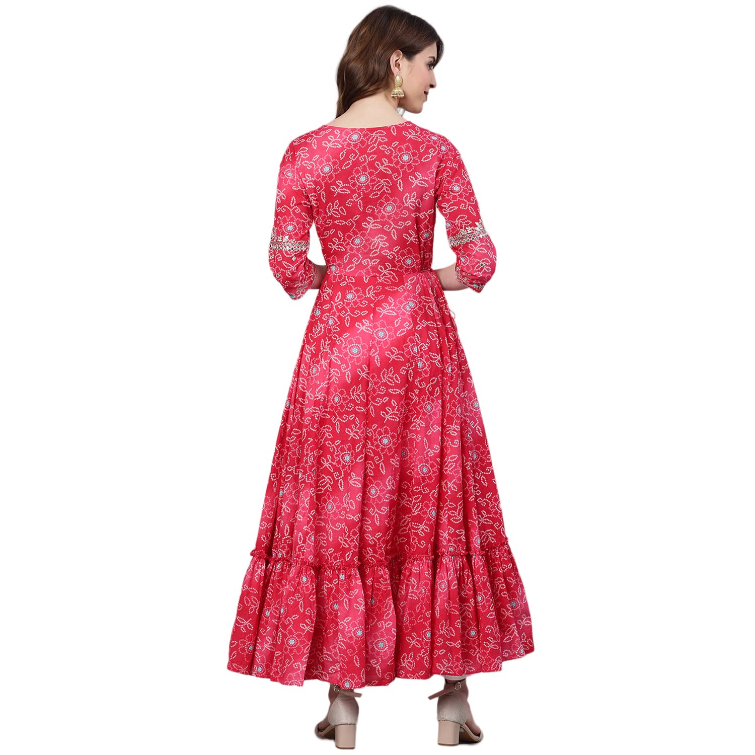 ishin Damska kurta z wiskozy Rayon Anarkali zdobiona
