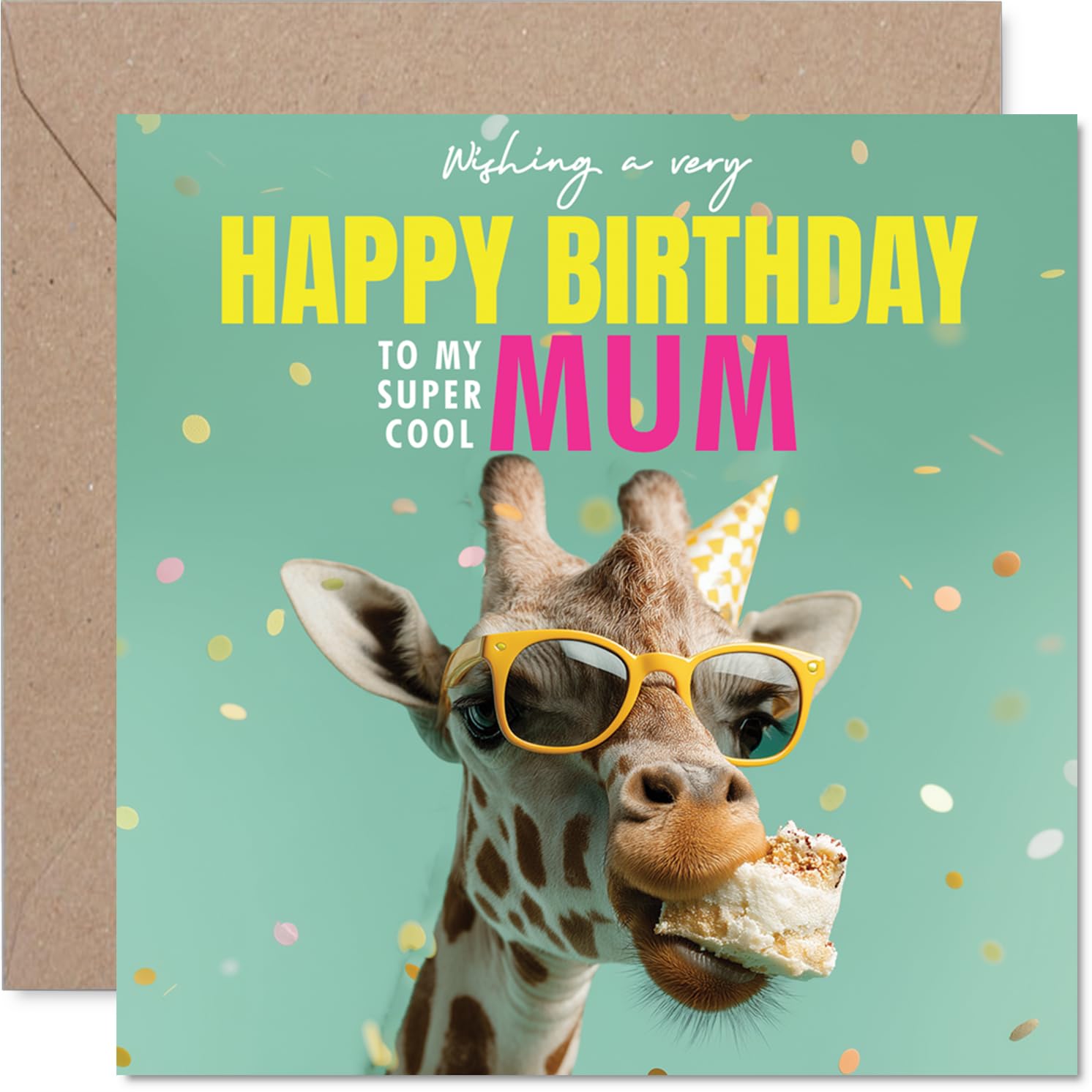 Mum Birthday Card - Neck-stravagant Day - Happy Birthday Card for Mum from Son Daughter, 145mm funny giraffe Bday Greeting Cards
