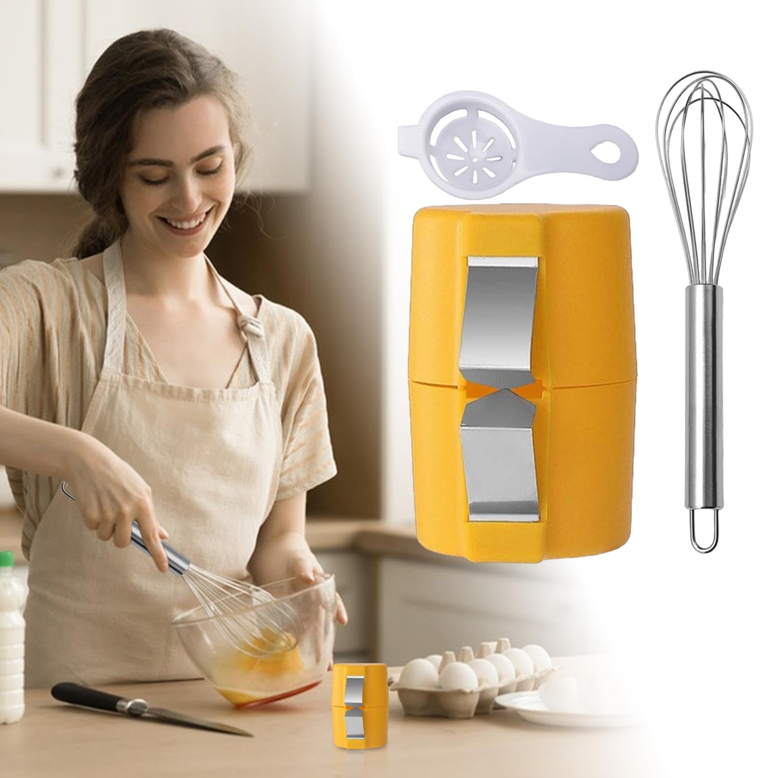 Utensile Per Aprire E Tagliare Uova Sode - Pelauovo E-gg, In Plastica E Acciaio, Giallo, Facile Da Usare