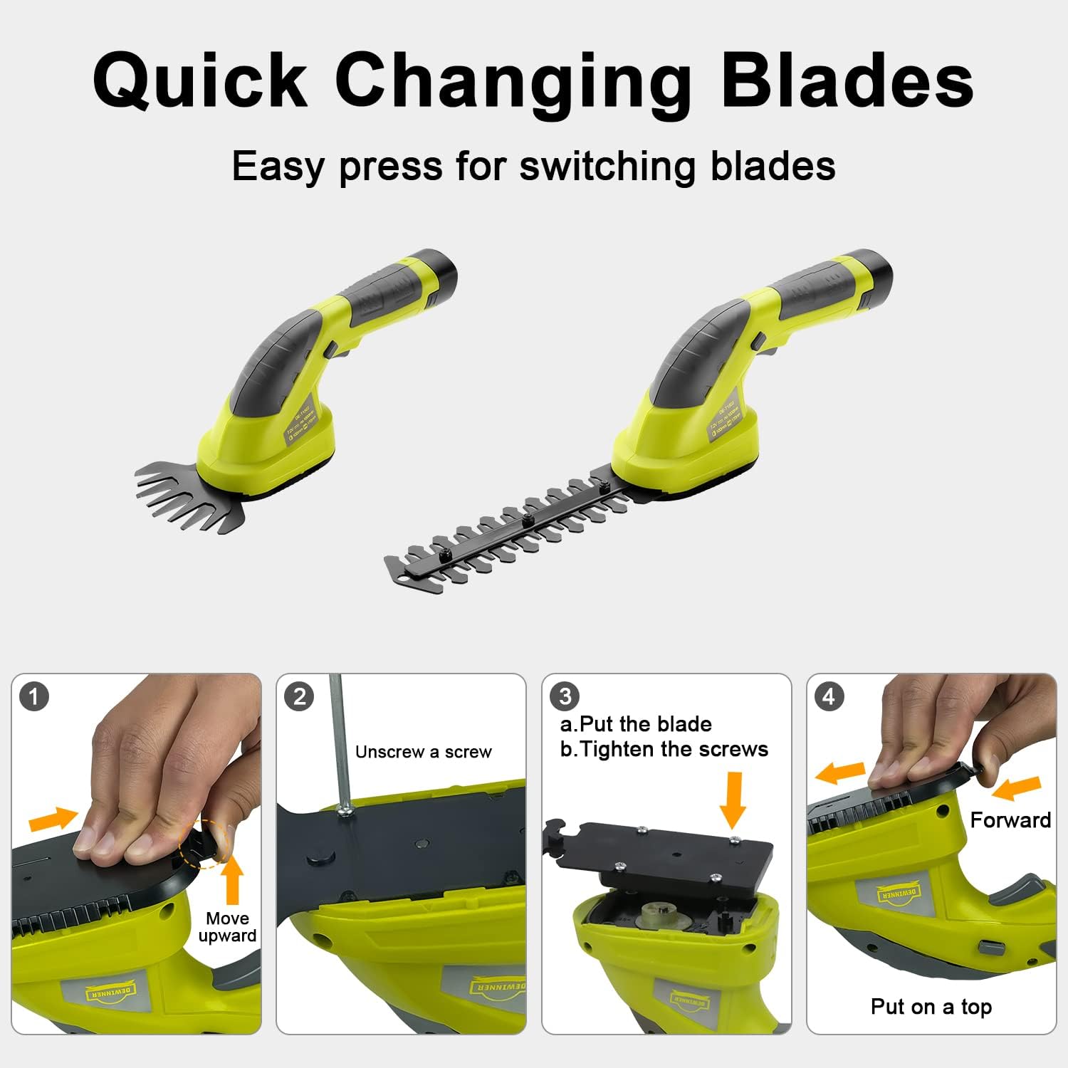 Instructions for quick changing blades on the DEWINNER tool