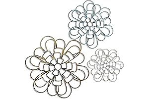 Ferraycle 3 Pieces Small Metal Wall Decor with Flower Design for Home Decoration