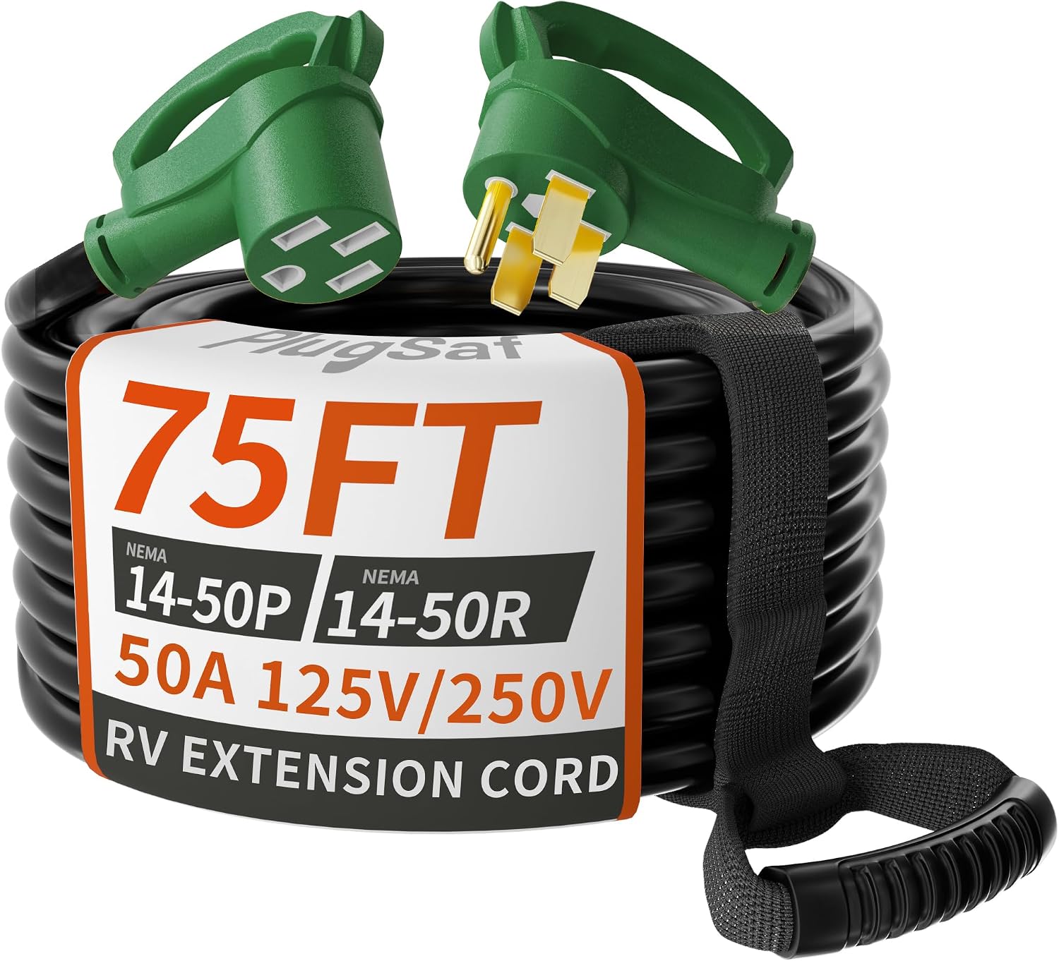 PlugSaf 75 FT 50 Amp RV/EV Extension Cord Outdoor, 125/250V 5000/10000W STW