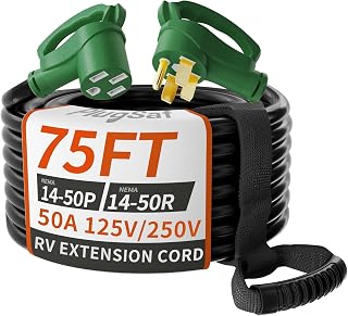 PlugSaf 75 FT 50 Amp RV/EV Extension Cord Outdoor, 125/250V 5000/10000W STW