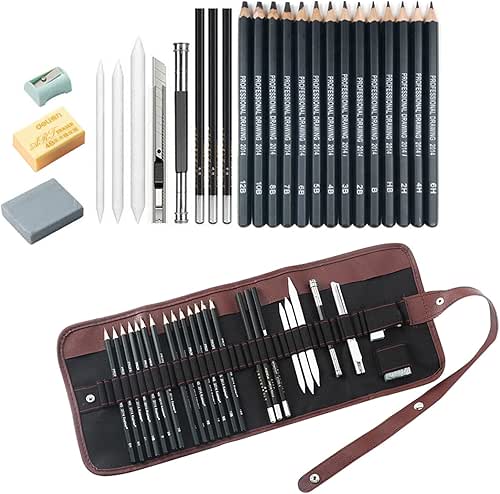 Drawing Pencils,24pcs Art kit with Graphite Pencils Sketching Pencil Set