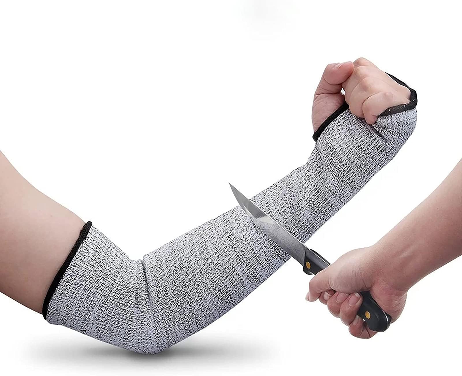 Cut Resistant Sleeves Level 5 Arm Protection Sleeve with Thumb Slot Grey Gardening Sleeves for Women Men