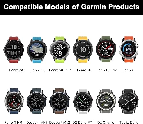 Miniatura 3 de OVERSTEP Compatible con Fenix 7X Band, correa de reloj de silicona suave de 1.024 in de ancho para Garmin Fenix 5XFenix 5X PlusFenix 6XFenix 6X Pro