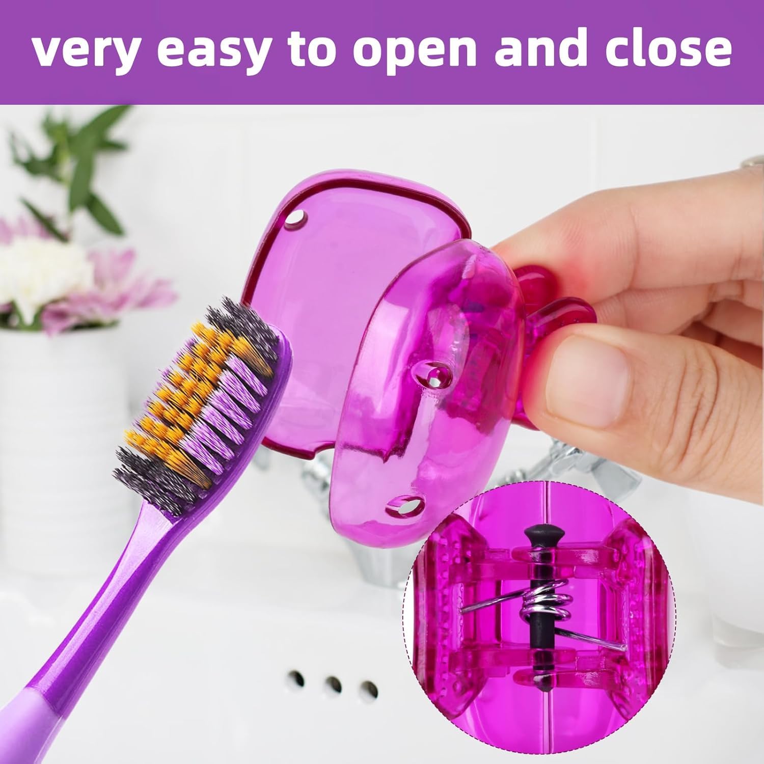 ZELKEY 6 PCS Toothbrush Cover Portable Travel Toothbrush Protector Coverings Clips Cap Brush Plastic Clip's Covers for Household Travel, Camping, Bathroom, School, Work (Multicolor)