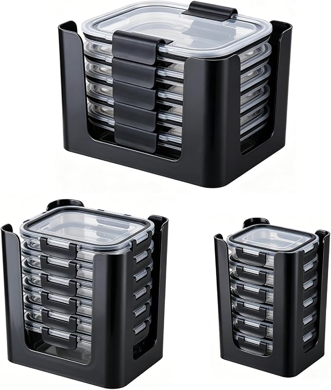 Food Container Lid Organizer for Rubbermaid Brilliance Snap On Lids | 3 Pack Set, Holds Up to 24 Lids, Space-Saving Vertical Design, Easy Access Organization, Keeps Cabinets Neat