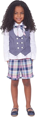 Miniatura 2 de IZOD Conjunto de chaleco de 4 piezas para niñas con parte superior e inferior de manga abullonada