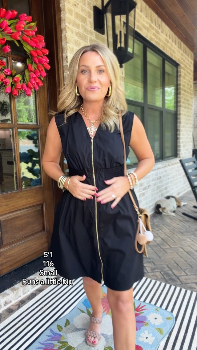 zip front dress Hunter Green V Neck Zipper Front Smocked Waist Midi Dress