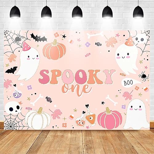 Miniatura 8 de Mocsicka Telón de fondo espeluznante para decoración de fiesta de primer cumpleaños de Halloween Boo calabaza, primer cumpleaños, fotografía, cabina