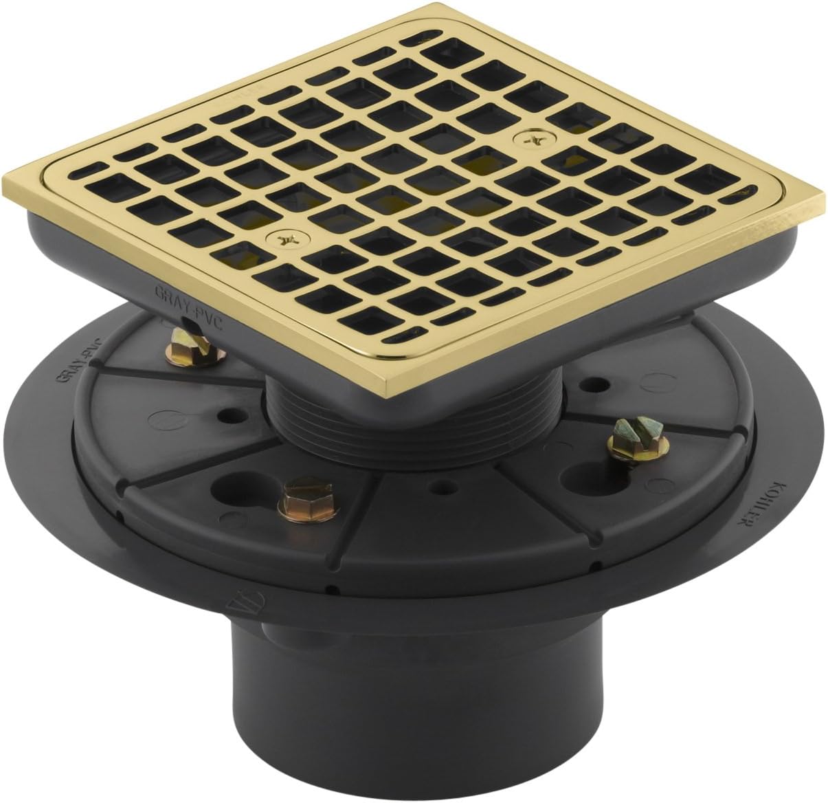 KohlerK-9136-PB Square Design Tile-in Shower Drain, Vibrant Polished Brass
