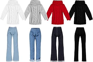 Bencailor 8 Pieces Christmas Doll Clothes 11.5 Inch Girl Doll Accessories elf Cotton Denim Pant Regular Outfit Doll Clothing(Stylish Style)