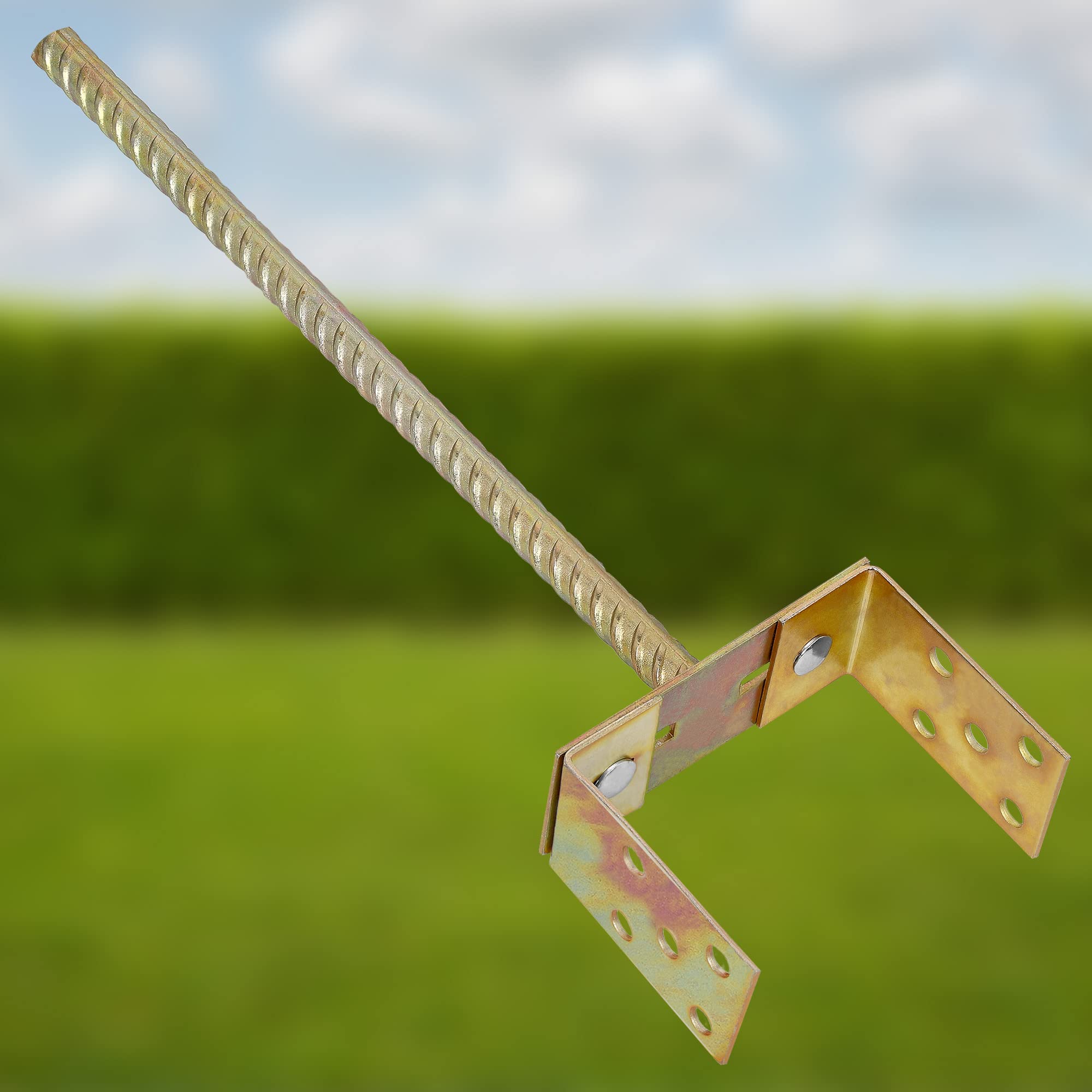 KOTARBAU® 4 pièces Support de Poteau à Sceller - Acier - 400 mm - Or - Support Poteau Bois - Largeur Réglable 0-160 mm - avec Ancrage Béton - pour Poteaux et Poutres Bois