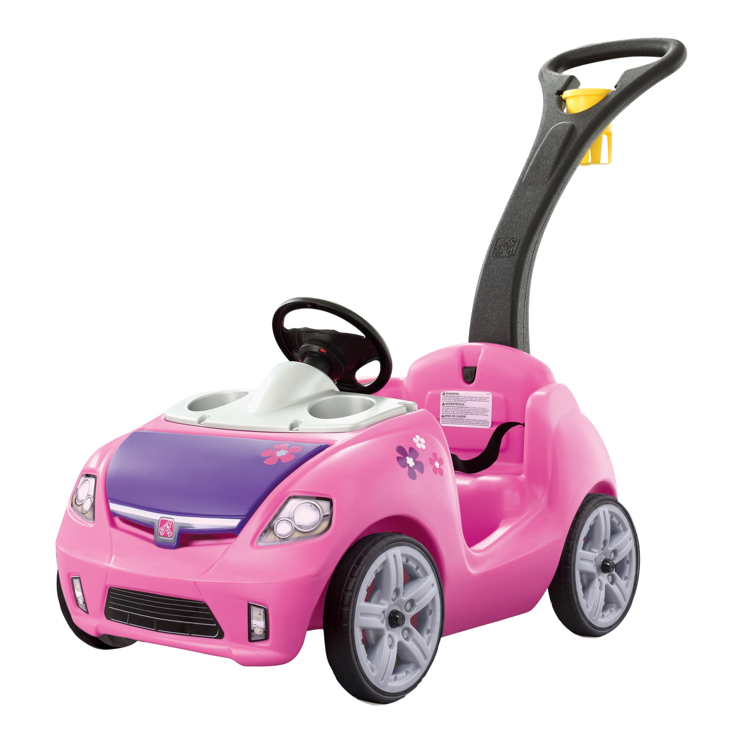 Step2 Whisper Ride Coche para ninos en Rosa | Carro Infantil con Barra de Empuje | Vehiculo para ninos/Juguete a Partir de 1.5 Anos