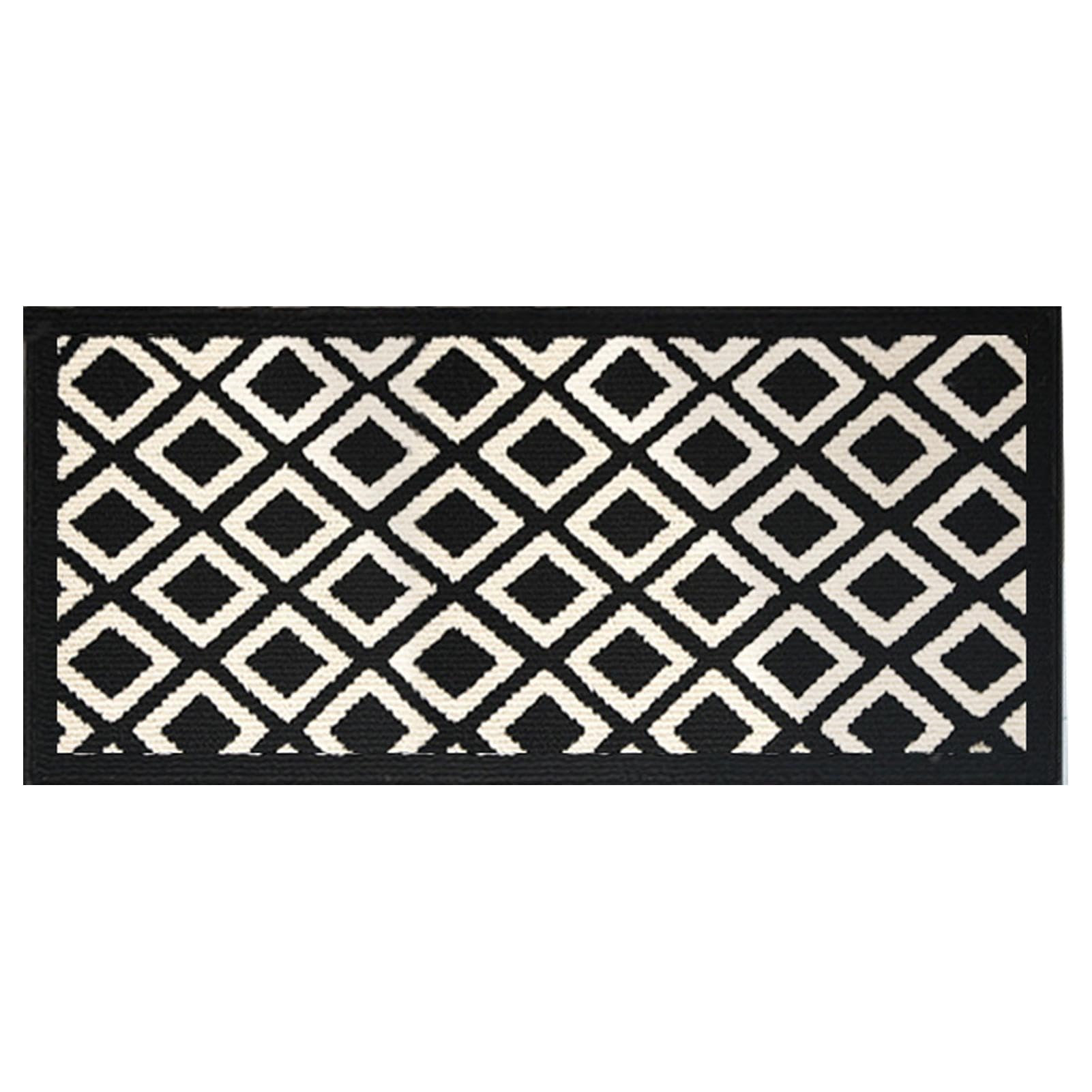 Tapis de cuisine lavable et robuste à carreaux gris et blanc