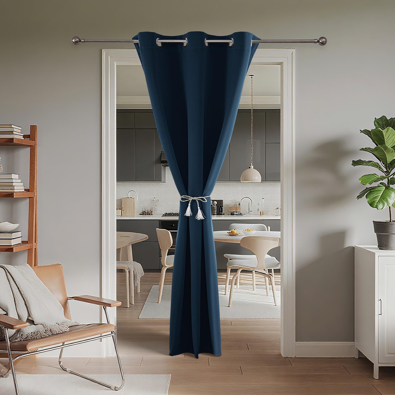 Joydeco Rideaux de porte de placard pour chambre à coucher, porte de placard, rideaux de porte bleu marine pour portes d'intimité, chambre à coucher, tissu dense au toucher lisse