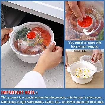 Bersauji Microwave Bowl with Lid, Heating Dish, Noodle Bowl, Storage Plate, Soup Handle, Easy To Store, Bpa Free, Cookware Kitchen Supplies, College Dorm Essentials for Boys Girls Medium