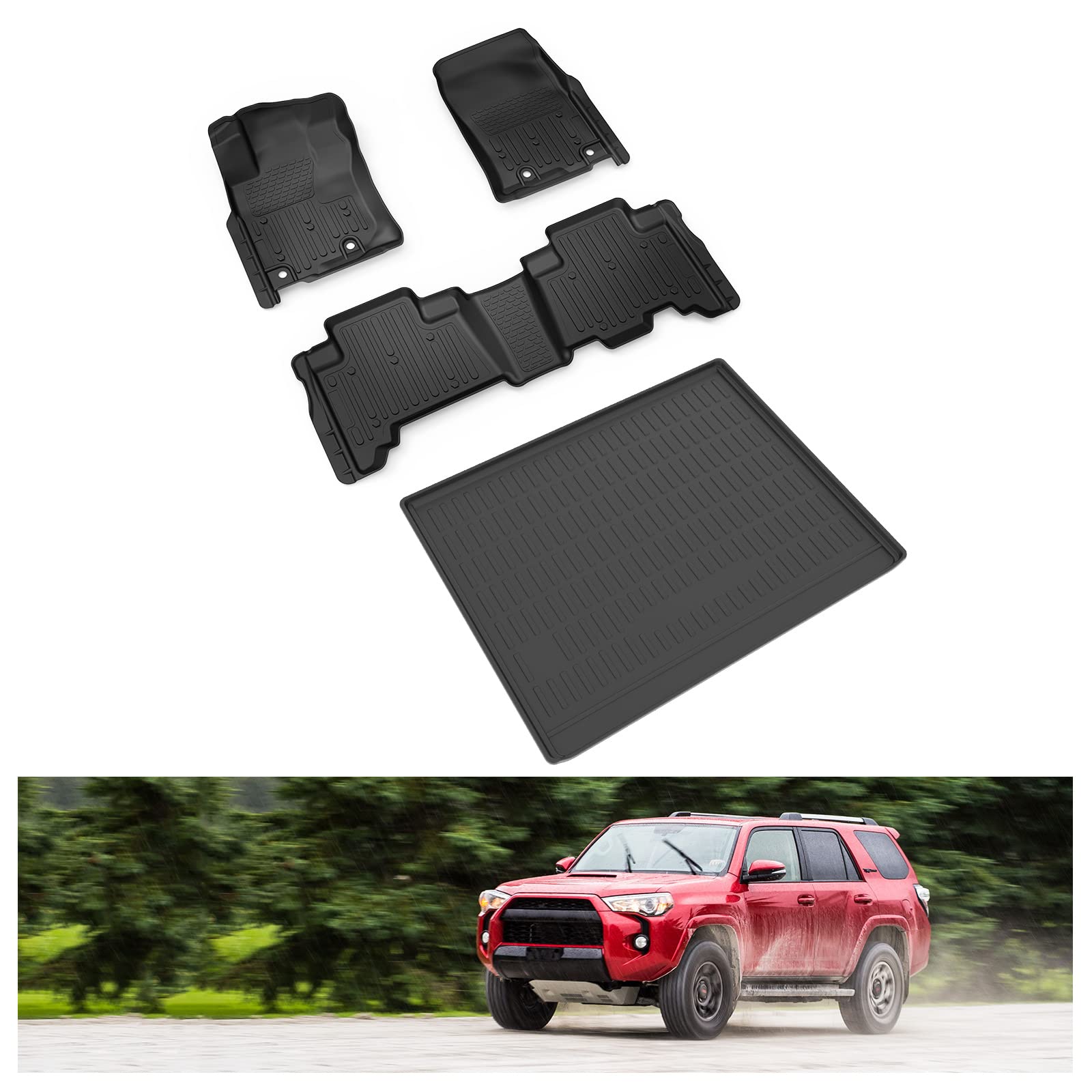 Photo 1 of KIWI MASTER Floor Mats & Cargo Liner Compatible for 2013-2023 Toyota 4Runner All Weather Custom Fit Liners Floor & Cargo Mats for 4Runner