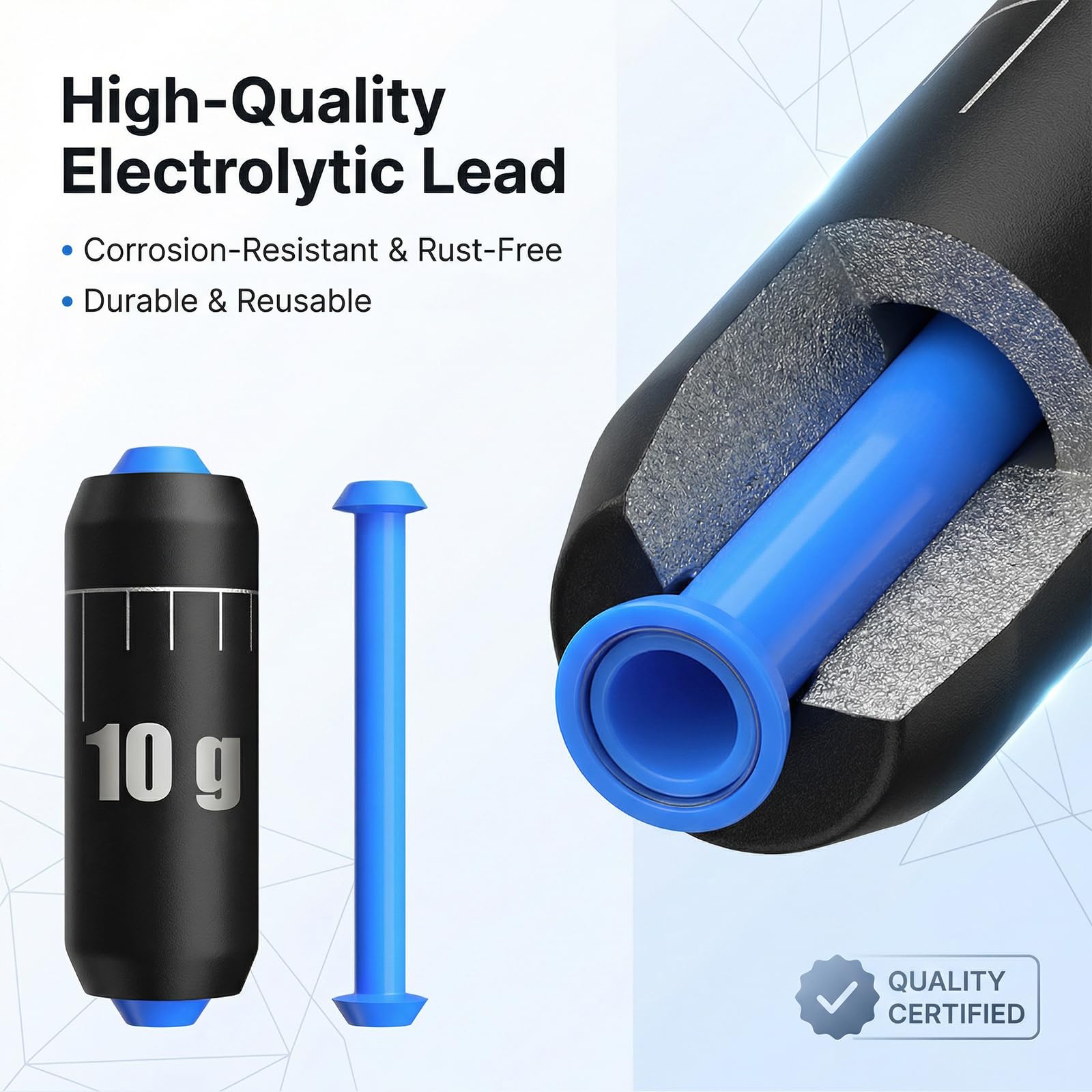 44 Stück Angelgewichte Set, 11 Größen Angeln Angelblei Sinker (1g–10g), Abnehmbare Angelgewichte, Ideal als Laufblei & Grundblei für Meeres-, Tiefwasser- & Freiwasserangeln mit Aufbewahrungsbox - 4