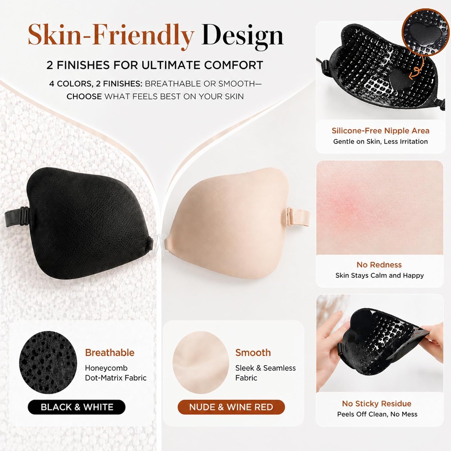 Sticky Bra Push Up for Women, Strapless Invisible Adhesive Reusable Bra for Backless Dress