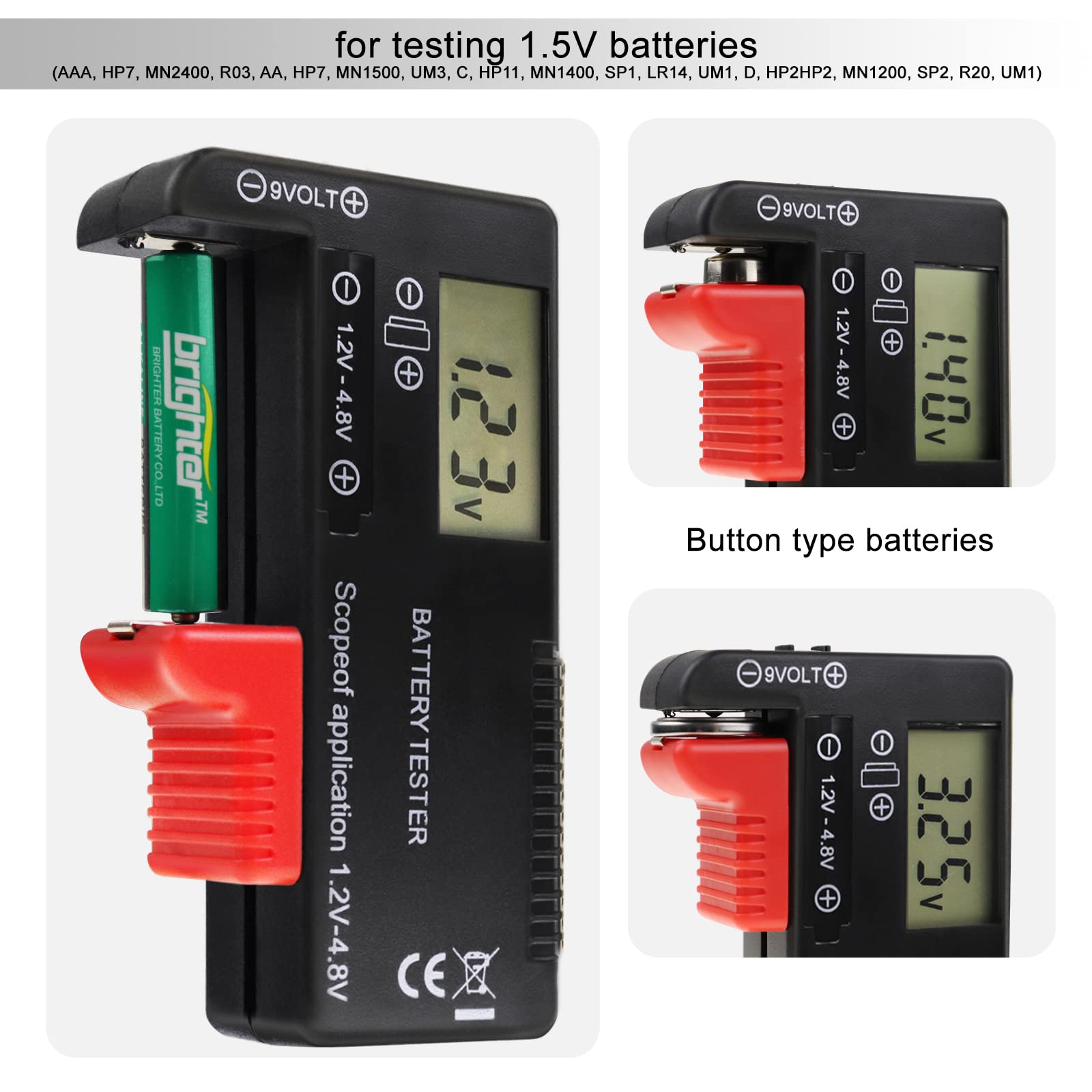 Digitale Batteria Tester Universale per AA/AAA/C/D/9V/1.5V Batterie a Bottone