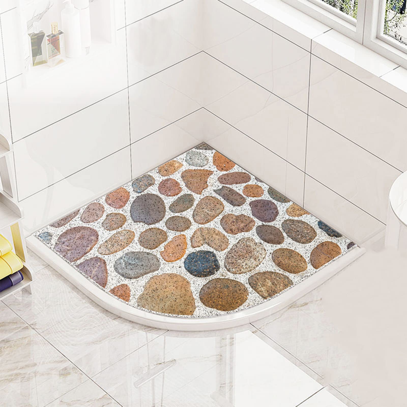 Alfombrillas de Ducha, Alfombra Baño Esquina, Alfombrillas de Baño, Alfombra Antideslizante de Ducha, Alfombrillas Bañera, Alfombra de Ducha PVC Antibacteriana,C,80x80cm