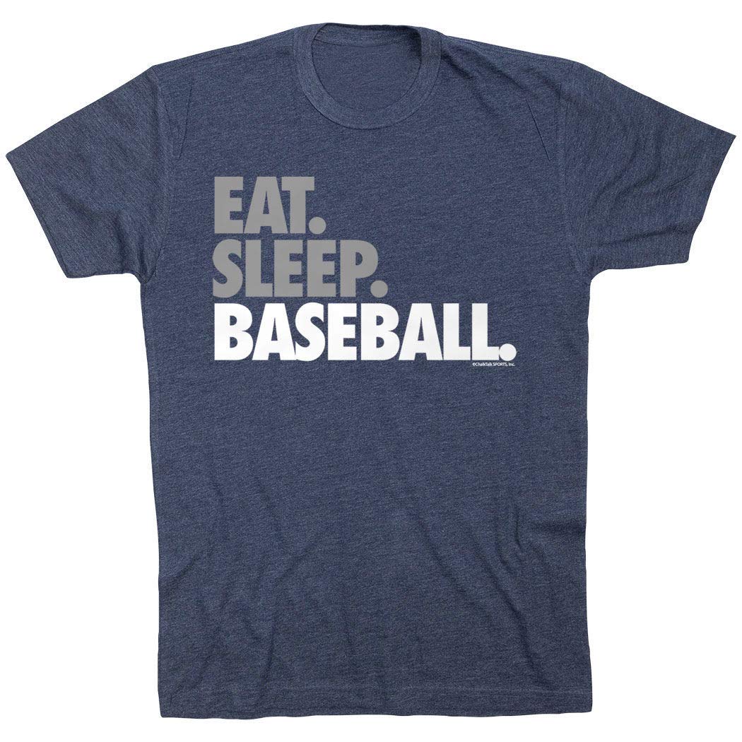 Eat Sleep Baseball Bold Text Adult T-Shirt | Baseball Tees by ChalkTalk Sports | Multiple Colors | Adult Sizes