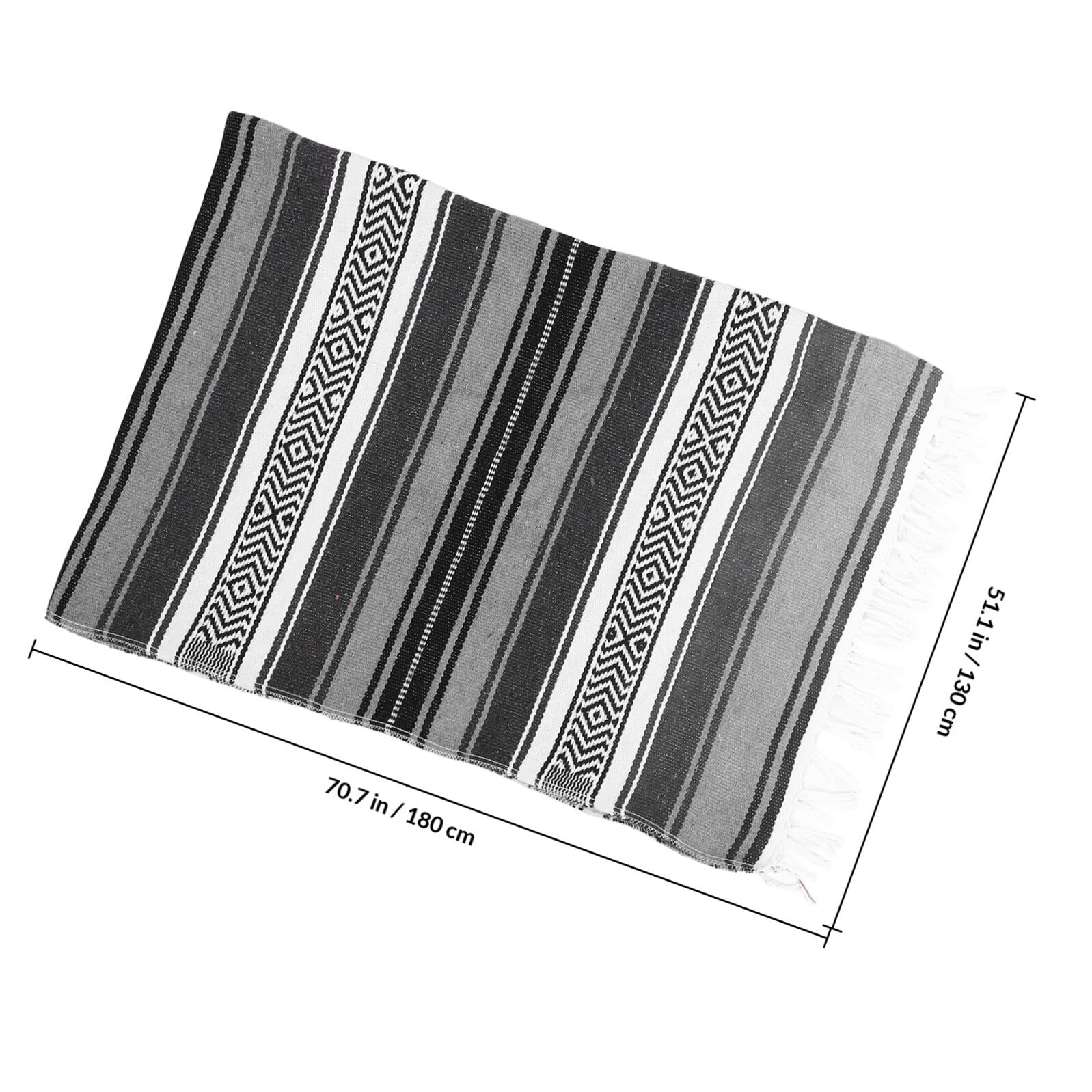 BETOOKY Couverture Mexicaine Tissée en Polyester et Coton Gris 130x180 Cm – Tapis de Yoga Doux et Épais, Plaid Multifonction pour Canapé, Salon et Voyage, Couverture de Canapé Patchwork