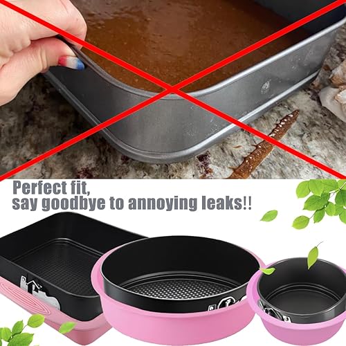 Miniatura 4 de Springform - Juego de sartenes antiadherentes para tartas de queso con parte inferior extraíble, protector a prueba de fugas, 10 forros de papel