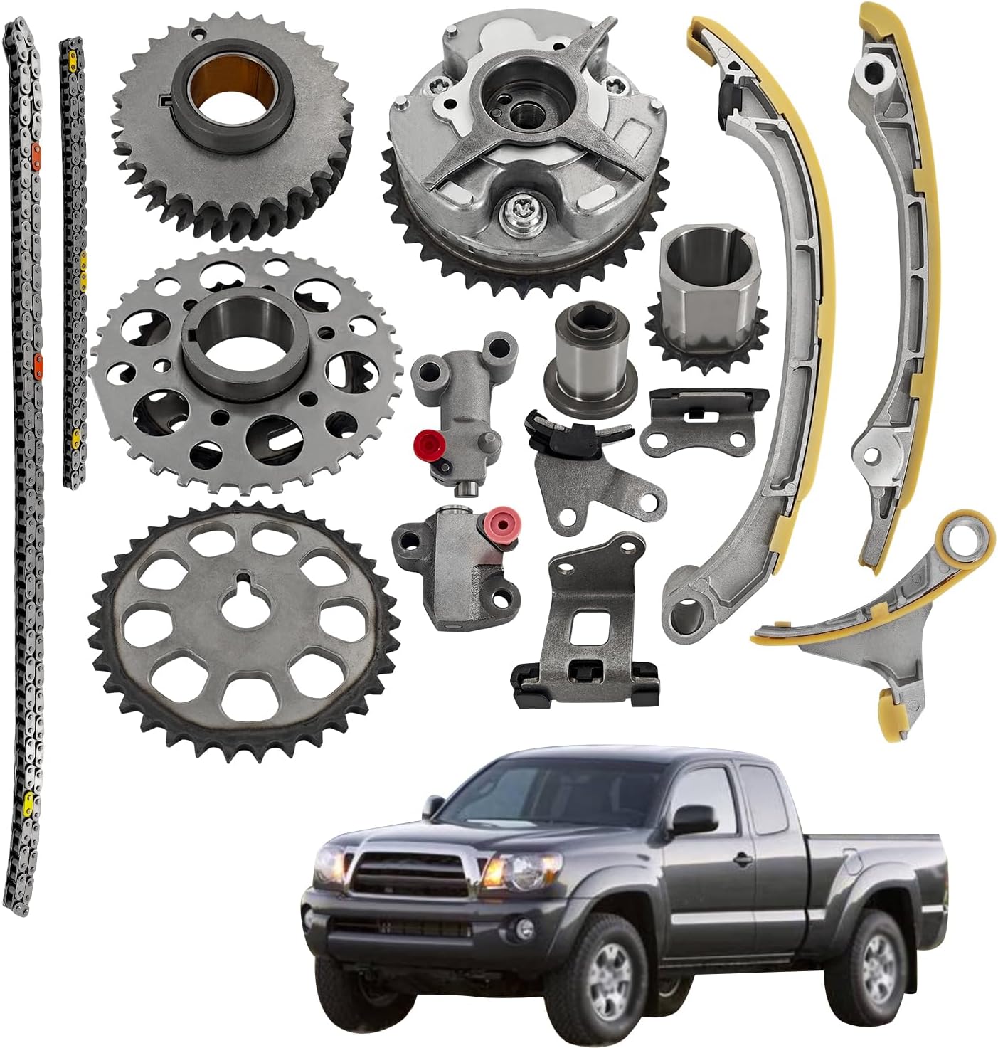 9-4221S Timing Chain Kit w/VVT Sprockets Fits for Toyota Tacoma 2005-2012; Hiace 2006-2012; 4Runner 2010; 2.7L L4 DOHC 16V Replace 2TR-FE 13050-75010