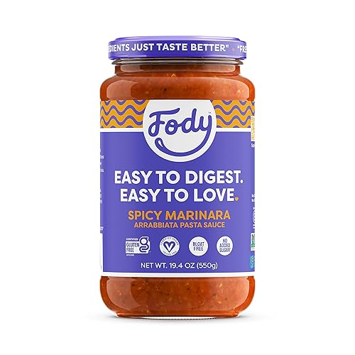 Fody Foods Salsa de pasta marinara arrabbiata picante, 19.4 onzas, baja certificación FODMAP y apta para el intestino, ingredientes de calidad