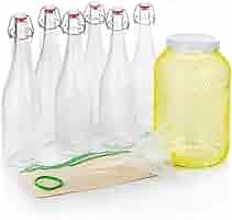 Kit Produzione Bevande Artigianali MyFERMENTS - Barattolo Vetro 2L + 3 Bottiglie 750ml Per Birra, Kombucha E Liquori - Foto 4