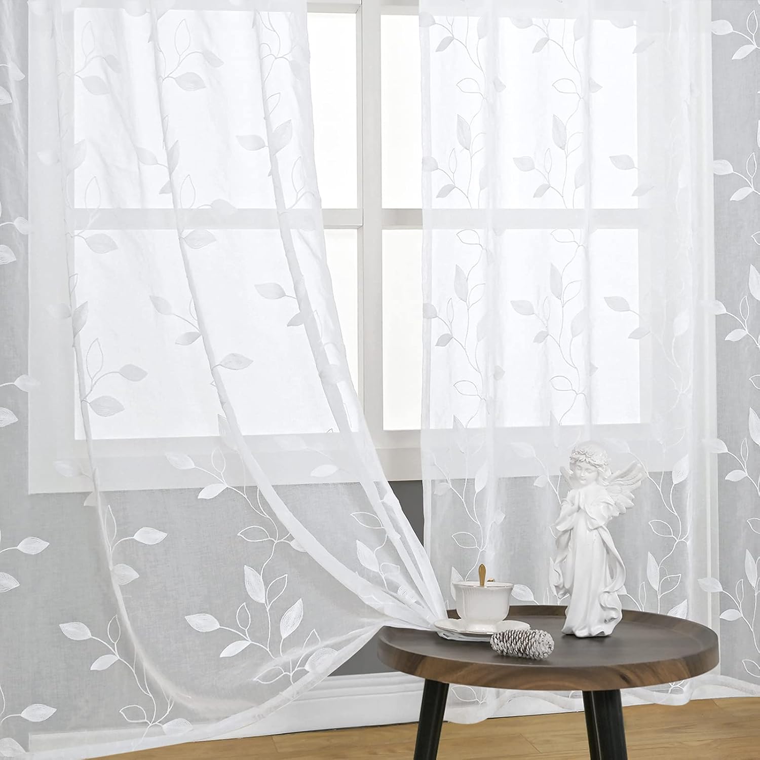 Amazon.com: BGment Embroidered Sheer Curtains for Bedroom 63 inches ...