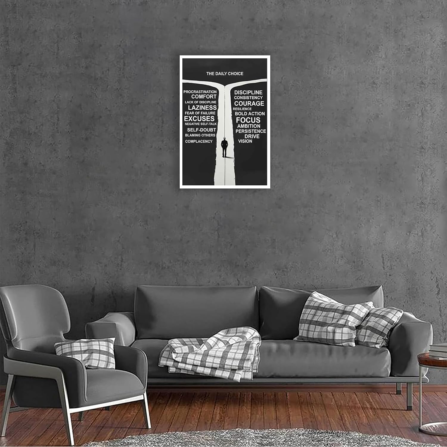 Inspirational Self-Discipline Poster Growing Up The Daily Choice Wall Art Discipline Vs Comfort Choose Prints Painting For Living Room Bedroom Office Wall Decor 16x24in Unframed