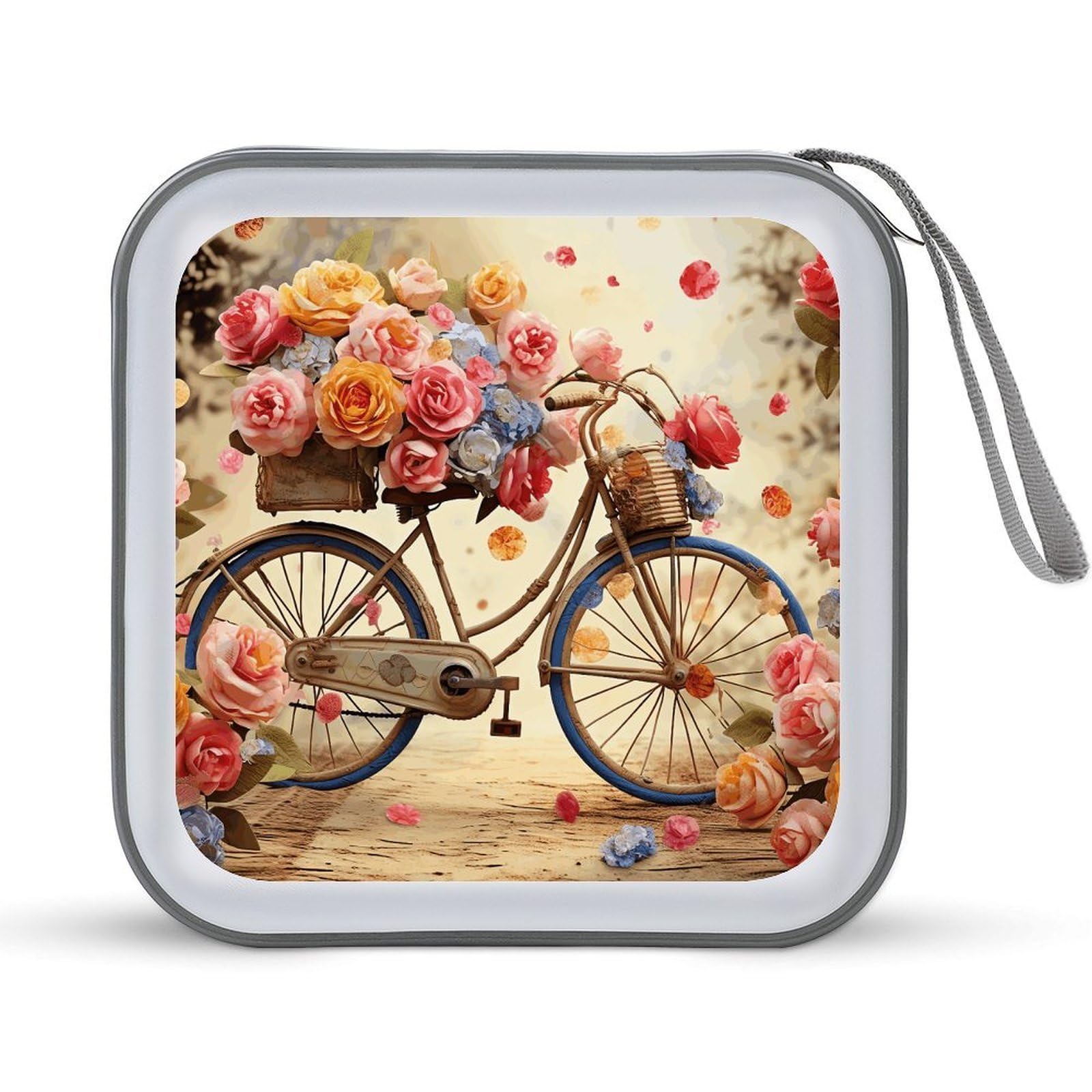 Funda para CD de bicicleta portátil: archivador de discos de plástico duro con cremallera
